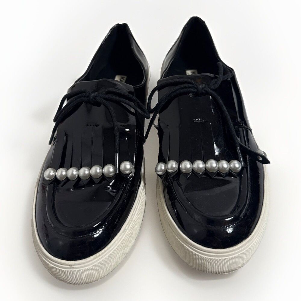 Karl Lagerfeld Ethel Kilt Pearl Loafers Shoes Women’s 7M Patent Leather Shoes